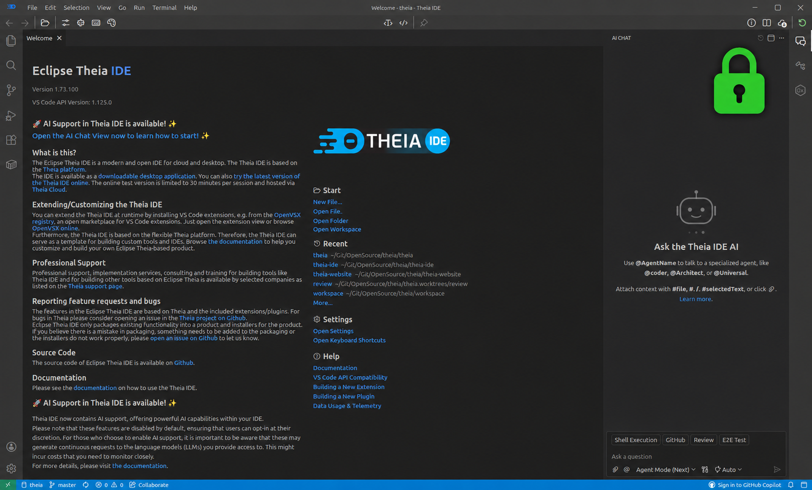 Theia IDE data privacy and API key freedom