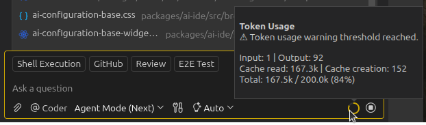 Token Usage Indicator in the AI Chat input in the Theia IDE