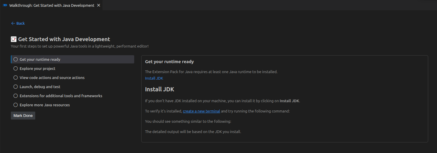 An opened walkthrough showing its steps and the progress indicator